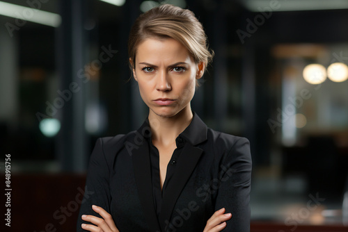 Designed with generative ai technology photo of attractive charming female business company owner in office