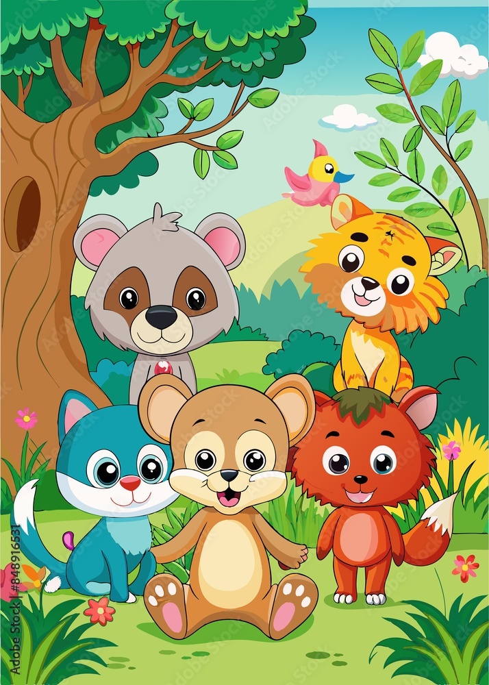 Naklejka premium kids coloring book cover