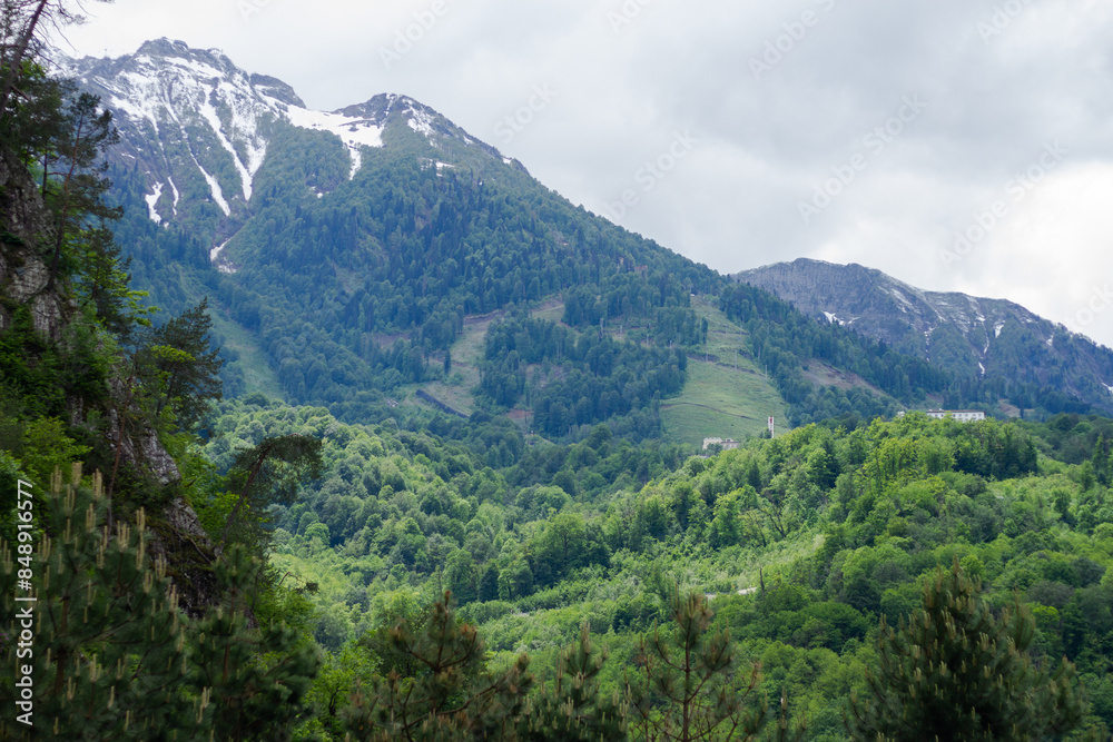 Fototapeta premium Rosa Khutor mountains view landscape