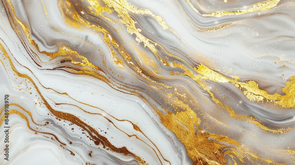 Abstract gold and white marble texture background video, footage.