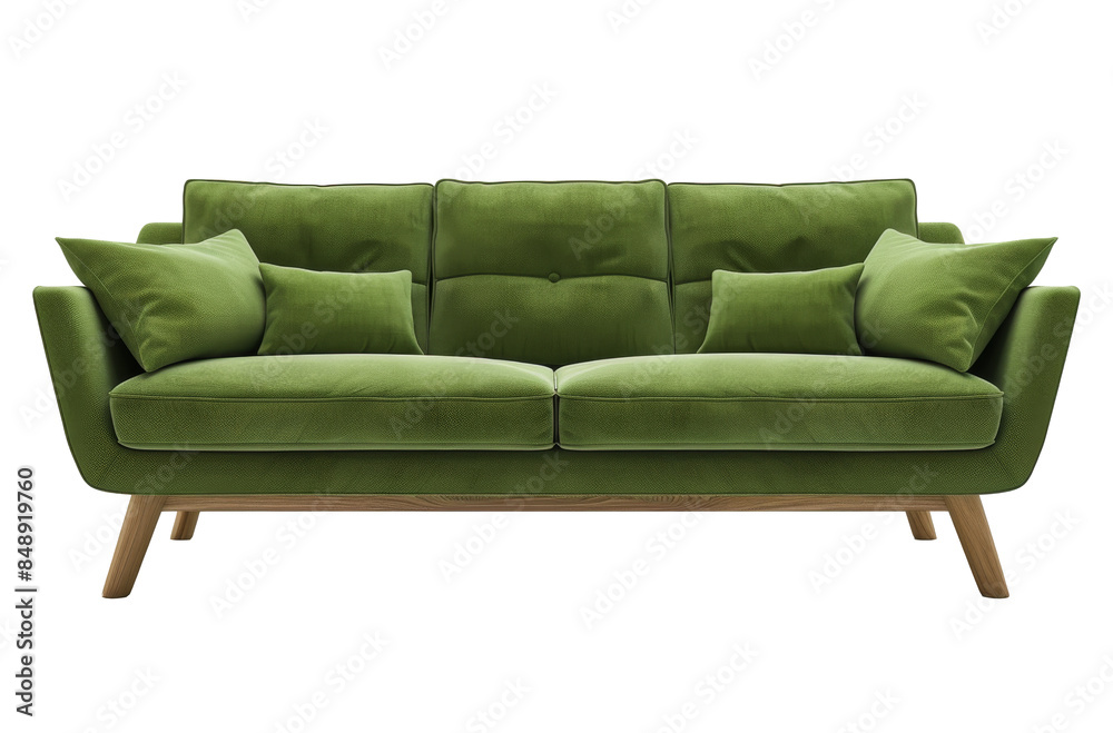Fototapeta premium Green Couch With Pillows