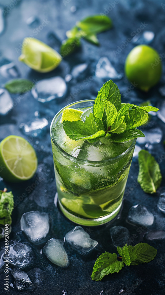 Mojito cocktail in glass, refreshing alcohol drink Mojito cocktail in glass, refreshing alcohol drink