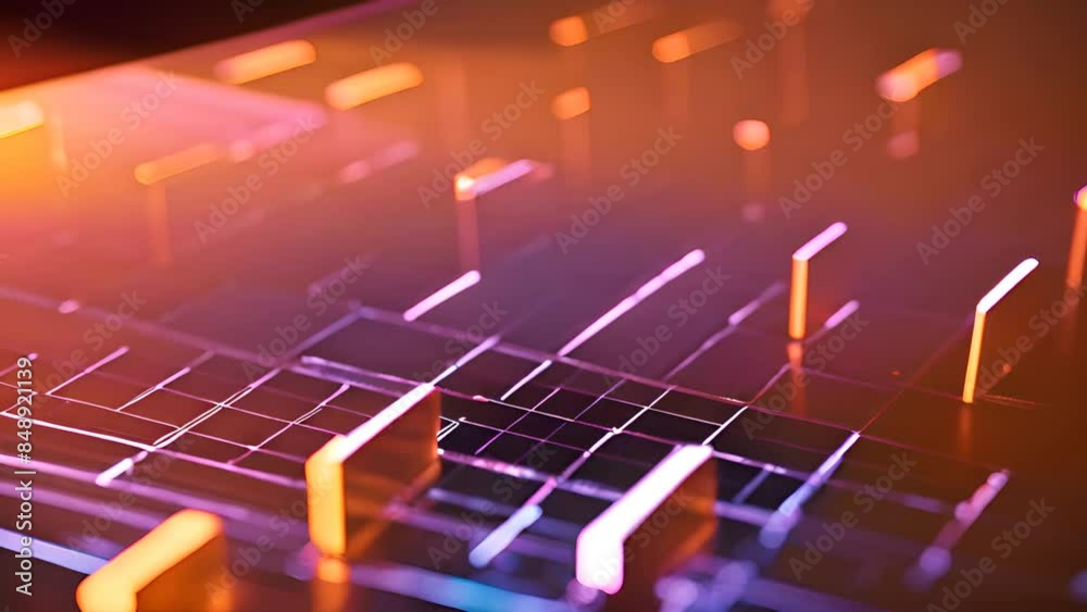 Abstract Grid With Glowing Orange Blocks Generative AI Abstract Grid With Glowing Orange Blocks Generative AI