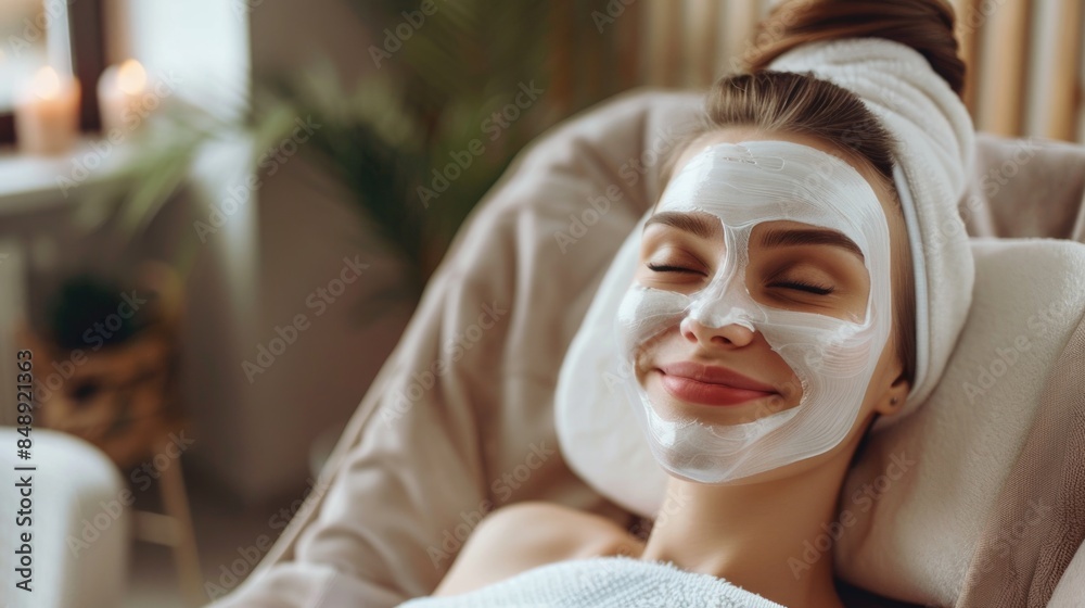 Portrait of a happy young girl with a face mask. Skin care concept. Portrait of a happy young girl with a face mask. Skin care concept.
