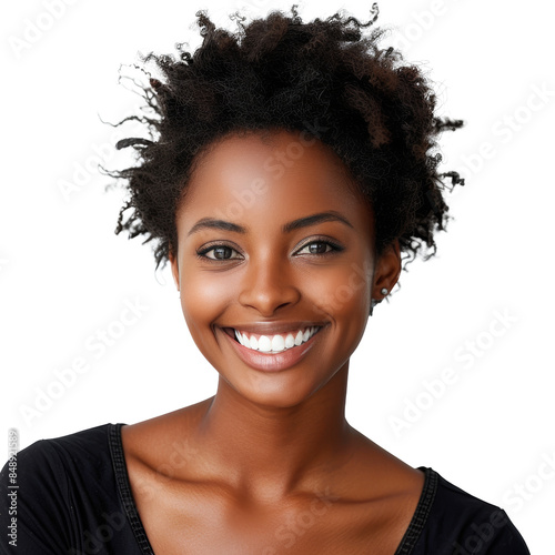 Smiling Woman in Black Shirt