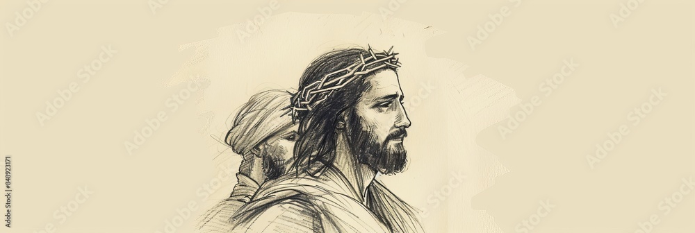 Jesus' Lesson on the Greatest Commandment, Biblical Illustration of Love, Perfect for Religious Banner,Christian banner