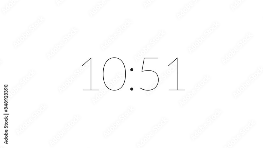 4 digits 15 seconds thin font minimal countdown timer. Black on white background. Simple, elegant and minimalist chic font count down concept. 4K Motion Graphics. 4 digits 15 seconds thin font minimal countdown timer. Black on white background. Simple, elegant and minimalist chic font count down concept. 4K Motion Graphics.