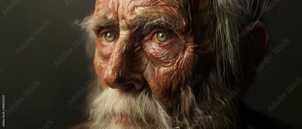 A close-up of an elderly man's deeply lined face and expressive eyes, revealing a life filled with wisdom and experiences. A close-up of an elderly man's deeply lined face and expressive eyes, revealing a life filled with wisdom and experiences.