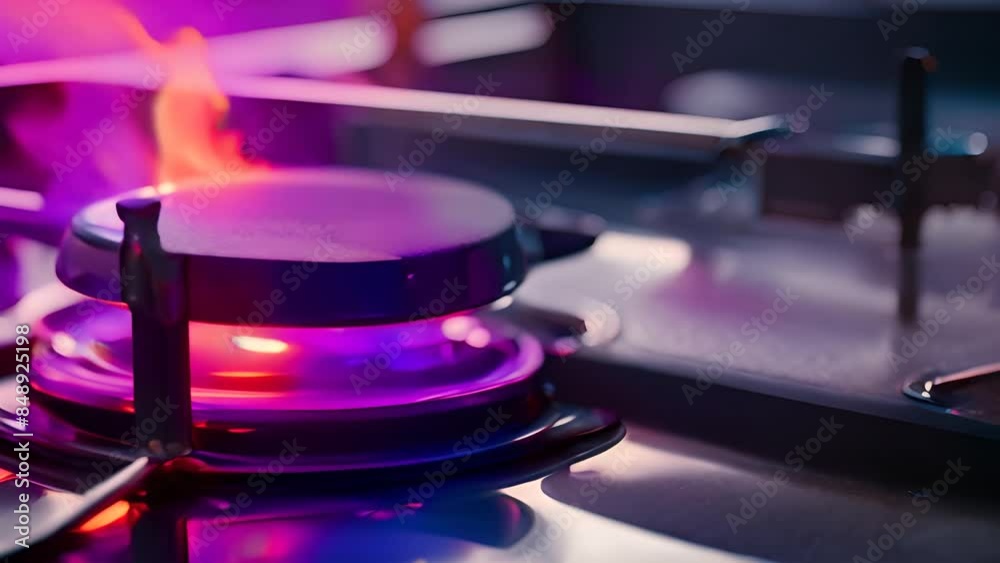 Gas Stove Burner Flame Close Up Generative AI Gas Stove Burner Flame Close Up Generative AI