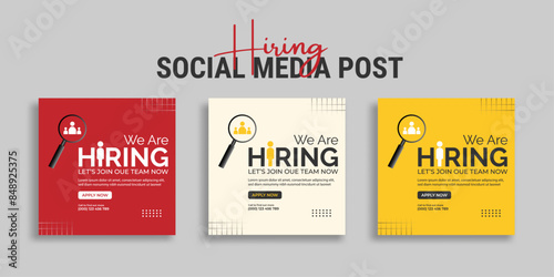 We are hiring job vacancy social media post or square web banner template vector design	