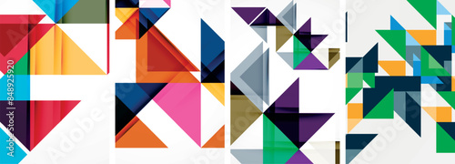Free Download Set of abstract random triangle composition backgrounds. Vector illustration for for wallpaper, business card, cover, poster, banner, brochure, header, website - GFXLoad