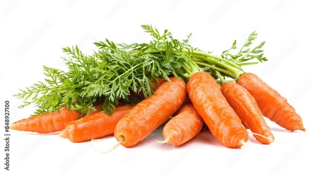 Isolated white background carrot vegetable with leaves Isolated white background carrot vegetable with leaves
