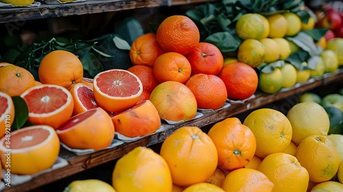 Vibrant Citrus Fruit Display at Local Market