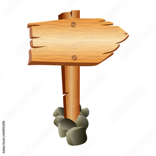 Blank wooden arrow sign board for direction