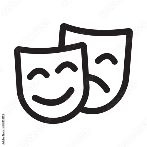 Mask icon, vector, sign and symbol isolated on white background. Comedy and tragedy face mask vector icon, symbol. Mask vector illustration.
