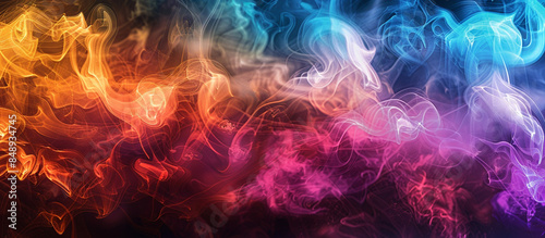 Undulating waves of multicolored smoke creating a mesmerizing and lively backdrop. 32k, full ultra HD, high resolution