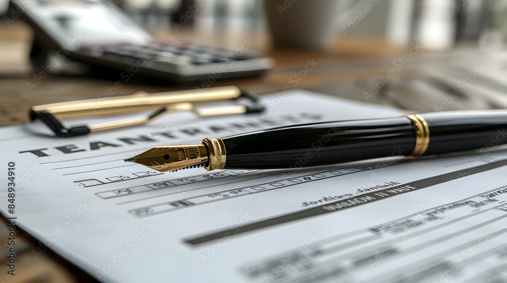 Fototapeta premium Close up of Insurance Forms and Calculator on Professional Desk