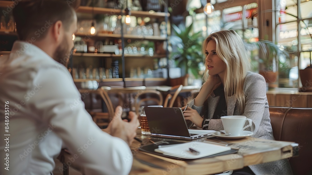 Insurance Advisor Discussing Personal Needs with Client in Cozy Coffee Shop Insurance Advisor Discussing Personal Needs with Client in Cozy Coffee Shop