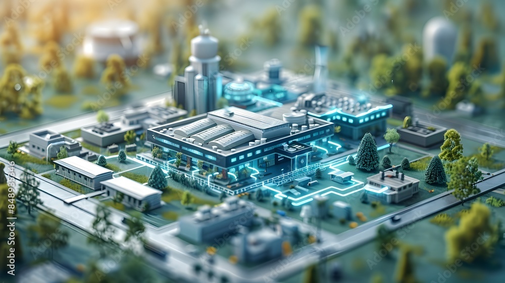 Obraz premium of a University Campus with Sustainable Microgrid Network