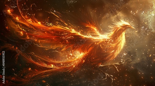 An artistic rendering of a phoenix rising from the ashes, symbolizing the renewal and transformation that can occur through the karmic cycle.