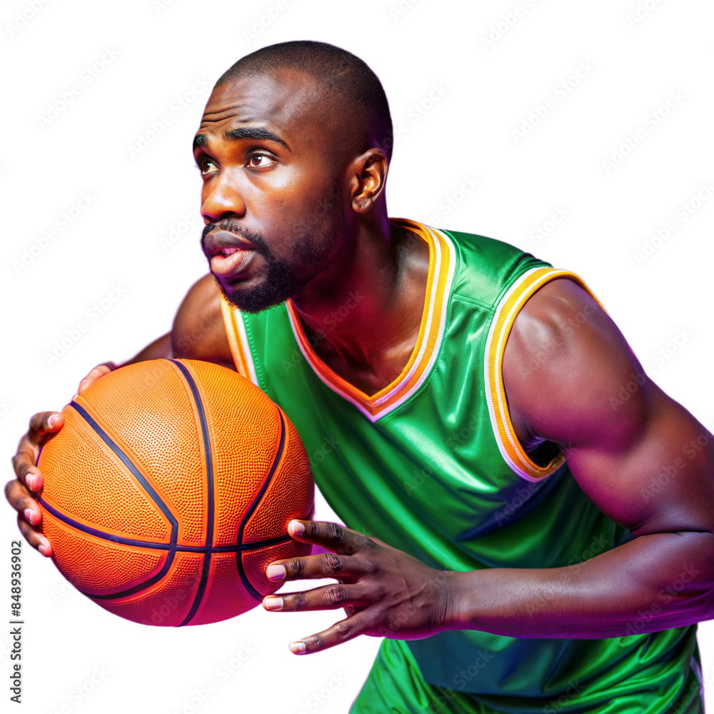 Focused basketball player ready to make a move Focused basketball player ready to make a move
