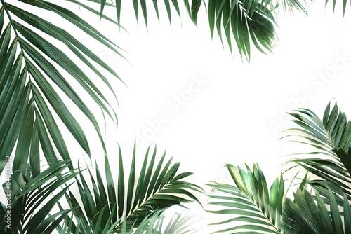 green tropical plants  on white background