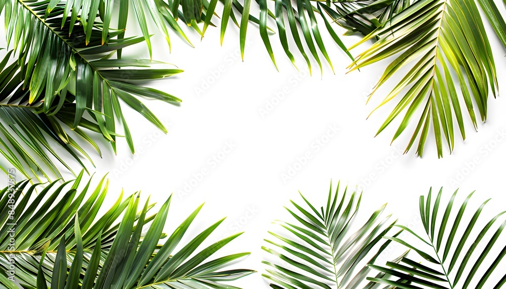 green tropical plants on white background green tropical plants on white background