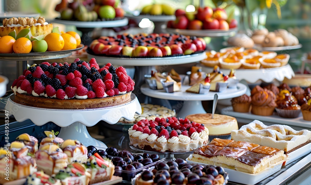 A table full of desserts and fruit, A table full of desserts and fruit, Generative AI