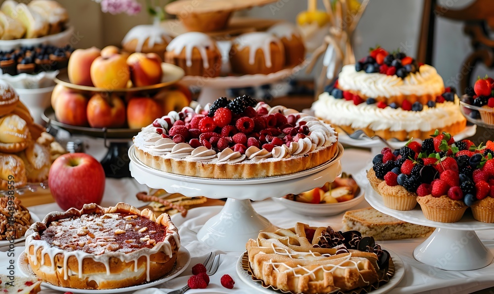 A table full of desserts and fruit, A table full of desserts and fruit, Generative AI A table full of desserts and fruit, A table full of desserts and fruit, Generative AI