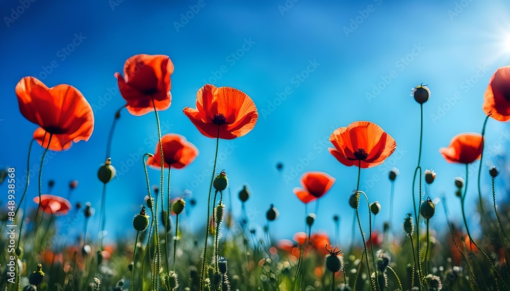 Obraz premium Poppy Flowers And Blue Sky