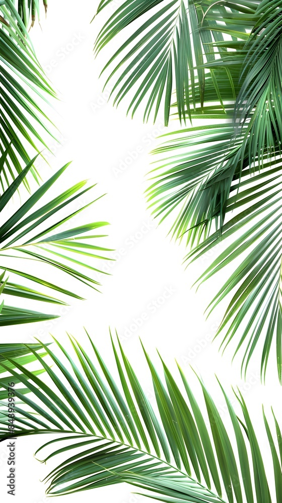 green tropical plants on white background green tropical plants on white background
