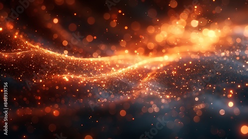 red and gold particles creating a swirling pattern on a dark background