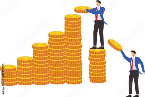 Investment growth compound interest, capital gain profit or wealth accumulation, increase pension fund or revenue, financial success, increase deposit value concept, businessman increase money stack