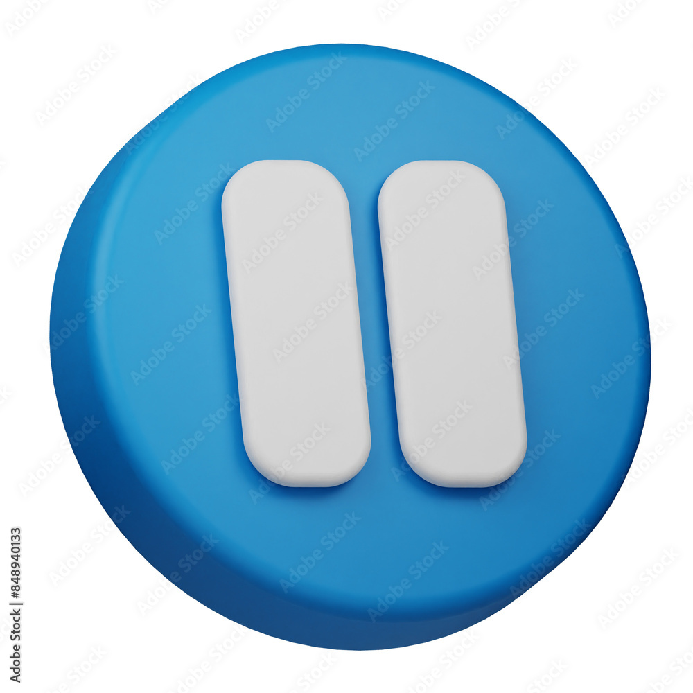 pause 3d icon isolated on the transparent