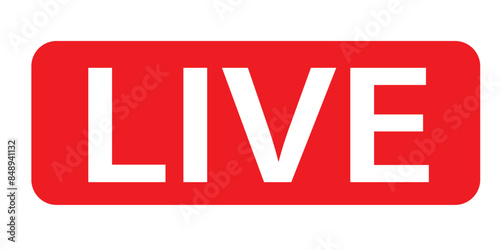 Live streaming icon, button. Live broadcast button, logo design for website. Online stream vector symbol. Vector illustration.