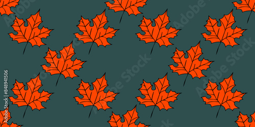 Vibrant autumn maple leaves. Seamles vector autumn or fall pattern