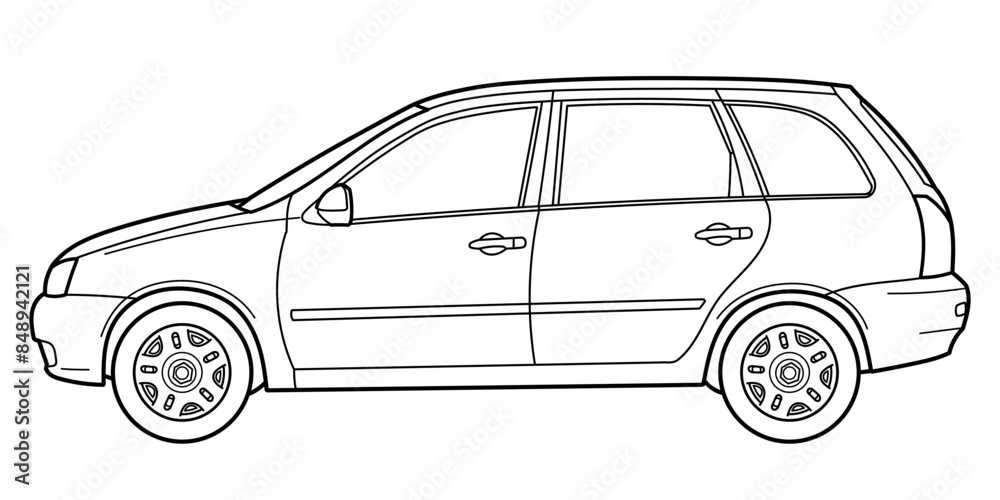 Classic station wagon car. Side view shot. Outline doodle vector illustration Classic station wagon car. Side view shot. Outline doodle vector illustration