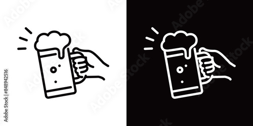 シンプルなビールのラインアイコン