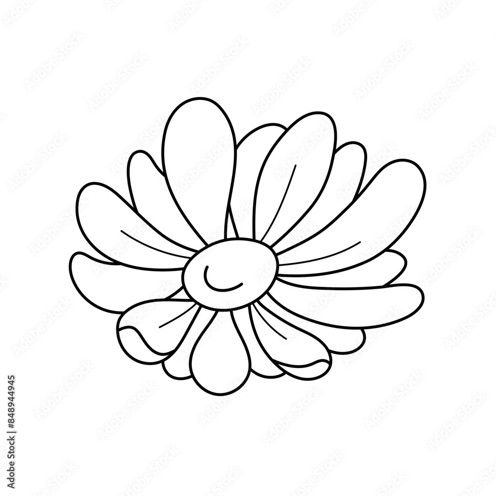 Daisy flower in doodle style, vector illustration. Isolated element on white background Daisy flower in doodle style, vector illustration. Isolated element on white background