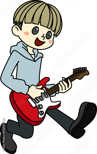 ギターを弾くギタリストの男の子