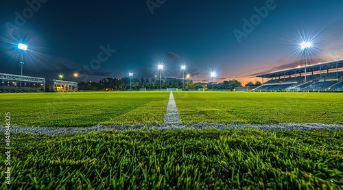Empty Soccer Field Under Night Sky Lights
