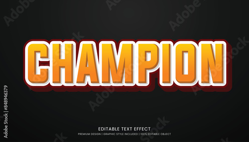 champion editable text effect vector design for champion ship and community club logo