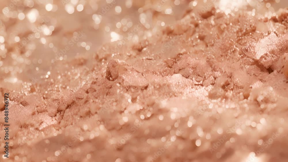 A detailed shot of a champagne colored loose pigment perfect for adding a touch of glitter and sparkle to any eyeshadow or highlighter look.