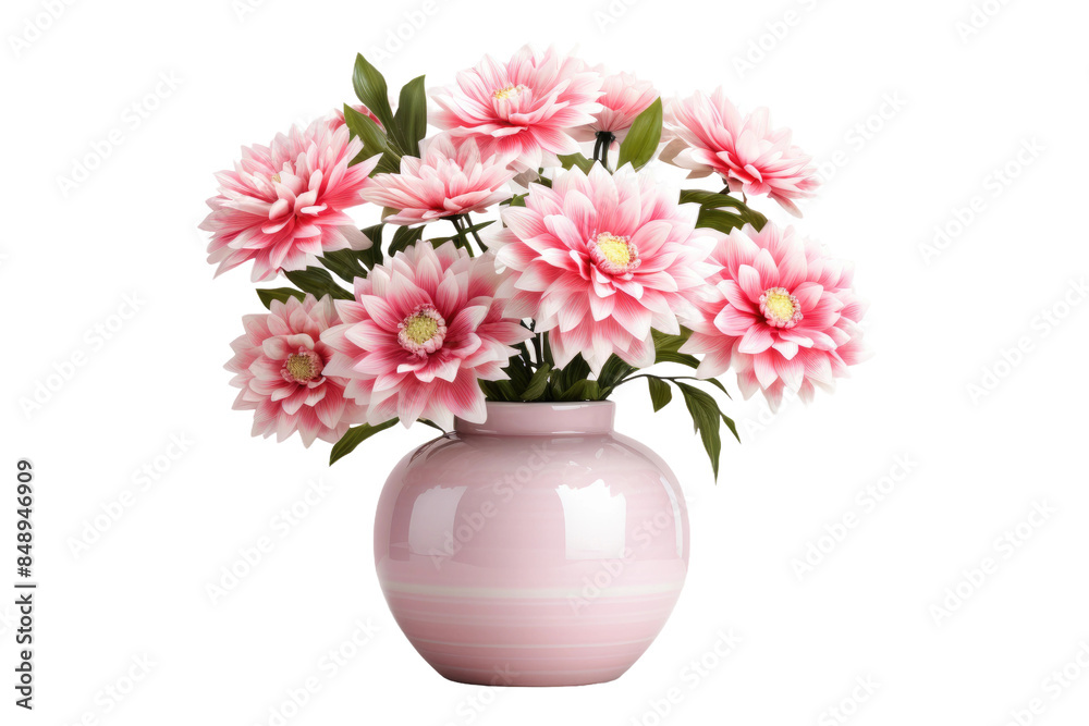 A Symphony of Pink: A Lush Bouquet in a Stunning Vase on a Clear PNG or White Background. A Symphony of Pink: A Lush Bouquet in a Stunning Vase on a Clear PNG or White Background.