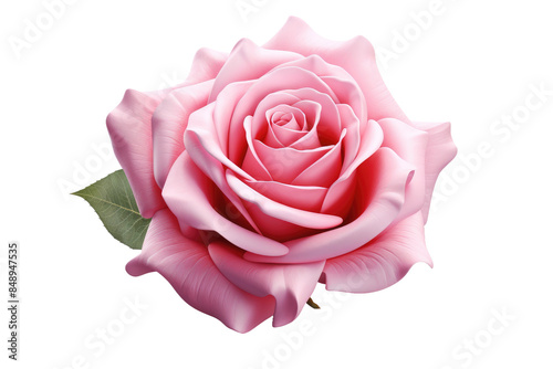 Fototapeta Naklejka Na Ścianę i Meble -  Ethereal Elegance: A Pink Rose Dancing on a White Canvas on a Clear PNG or White Background.