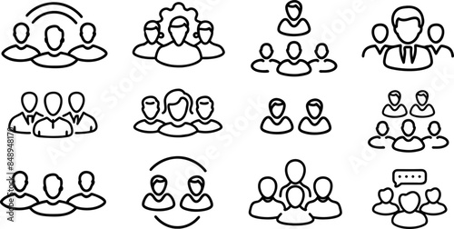 Vektor Icon Set - Personen, Gruppen und Zusammenarbeit - Kommunikation - Business