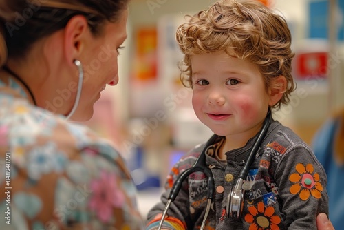 Young Boy Receiving Medical Care During Pediatric Checkup
