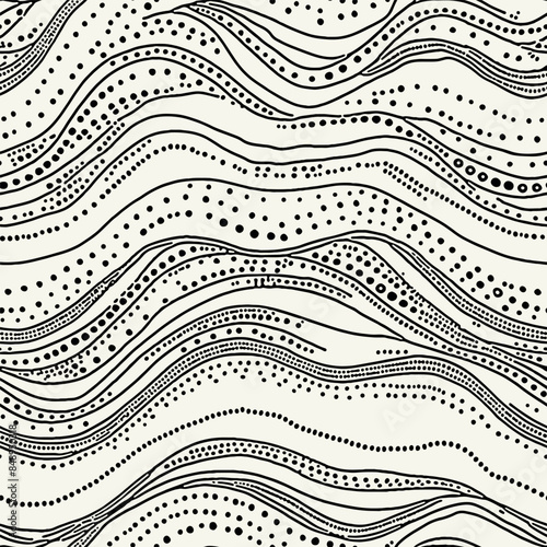 Vector seamless pattern. Abstract dotted texture. Monochrome warped surface. Creative spotty background. Monochrome scattered spots. Can be used as swatch for illustrator.