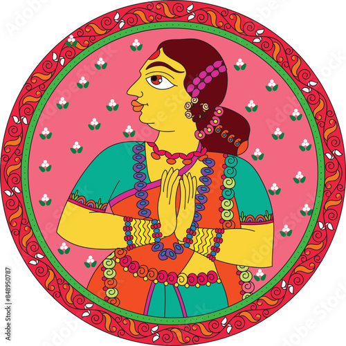 Ganjifa old tradition of playing cards. Ganjifa drawings are a folk art form from India, Maharashtra. Drawings are mostly of society, gods, and goddesses from Hindu mythology.