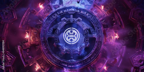 A circular, mystical design inspired by the I Ching, with ancient Chinese symbols and hexagrams. The center features the Taiji (Yin-Yang) symbol, surrounded by an intricate pattern of trigrams.